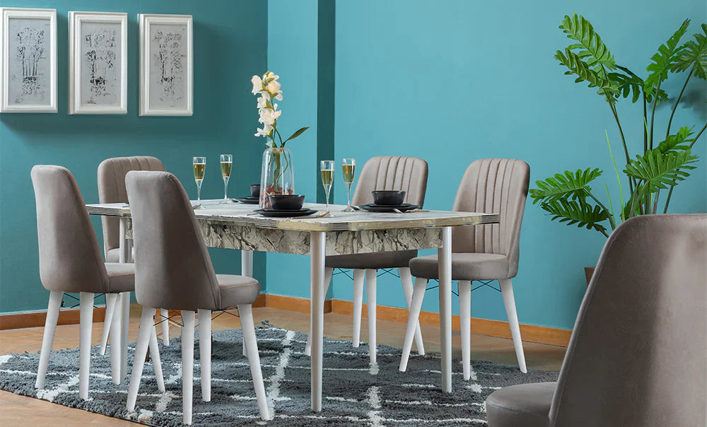 6-Seater Dining Set (White)