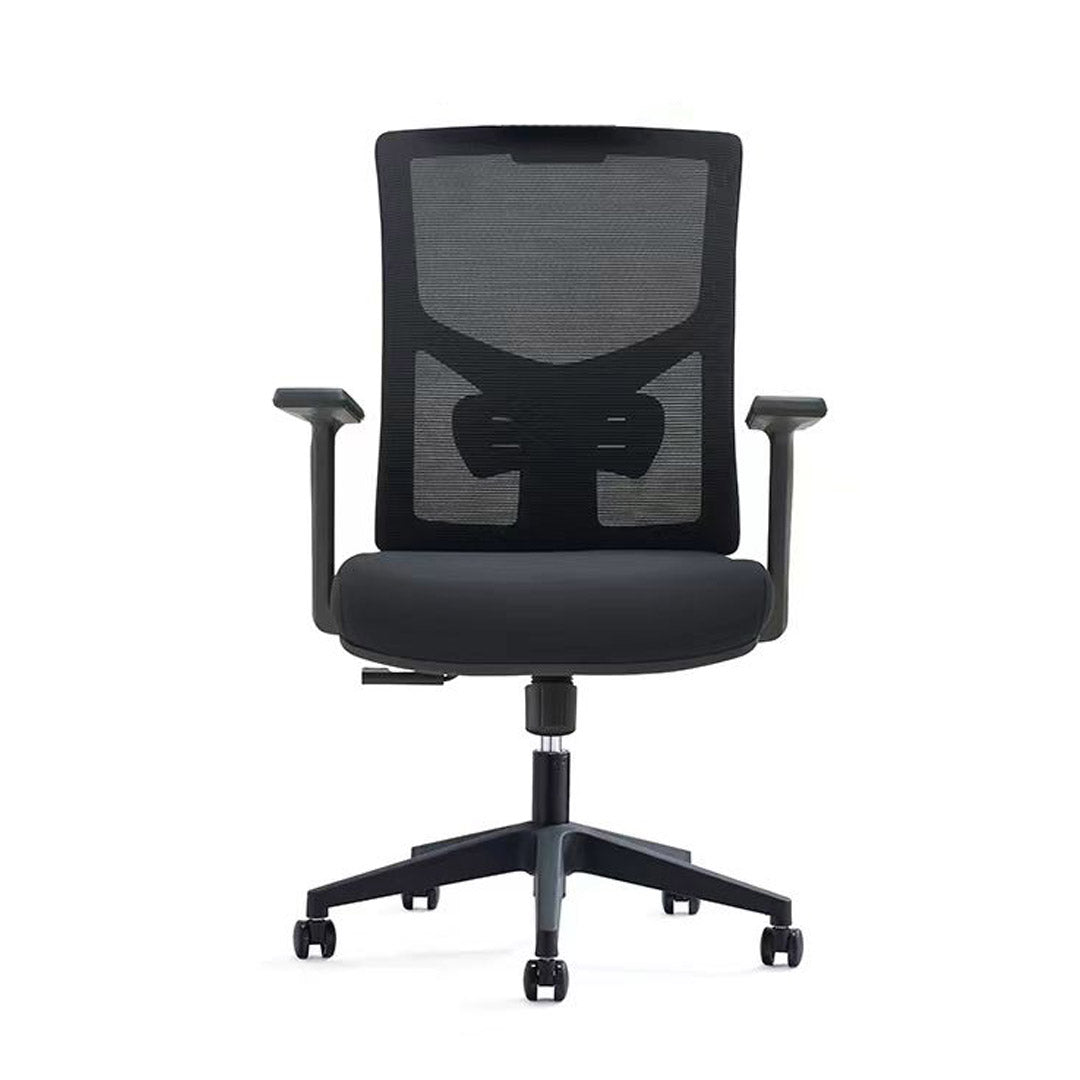 Modern Low Back Office Chair With Height Adjustable And Swivel Wheels - Black-GCC Home Center