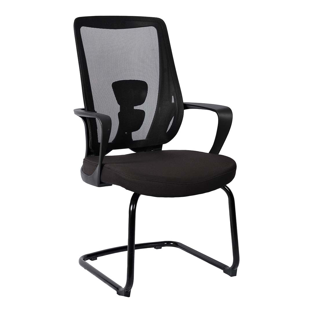 Modern Office Visitor Chair With Metal Legs - Black-GCC Home Center