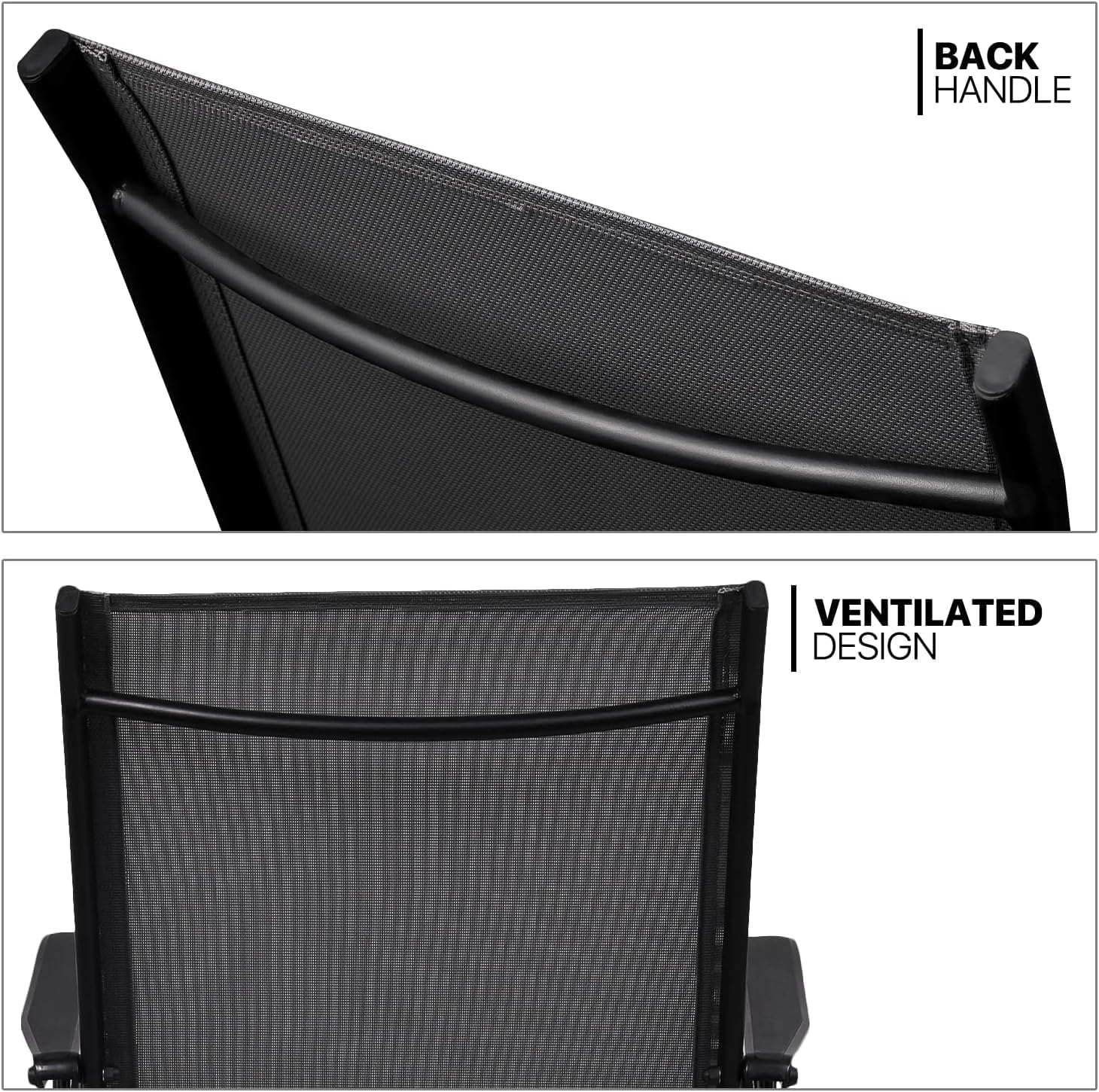 Foldable Patio Chair with Armrests and Breathable Seat Fabric, Outdoor Dining Chair-GCC Home Center