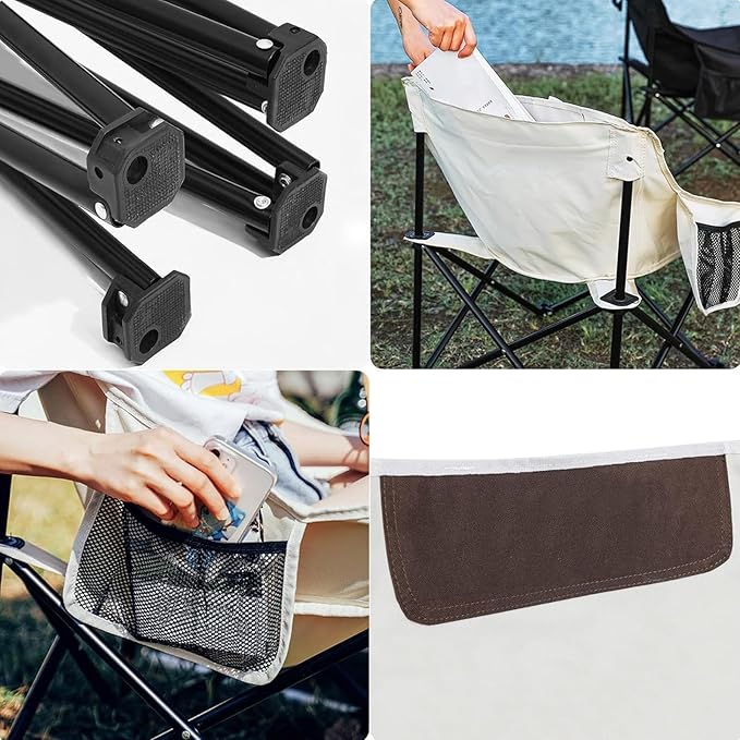 Camping Folding Chair, Heavy Duty Foldable Beach Chair with Cup Holder and Carrying Bag, Portable Camping Chair-GCC Home Center