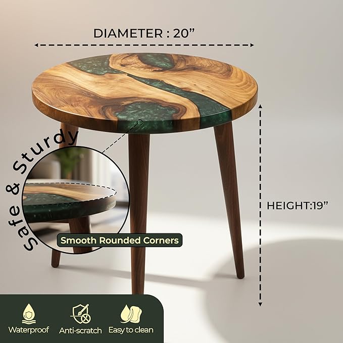 Pre Order 10 Days Luxury Handcrafted Epoxy Resin Solid Wood Coffee Table with Unique Ocean Theme Design