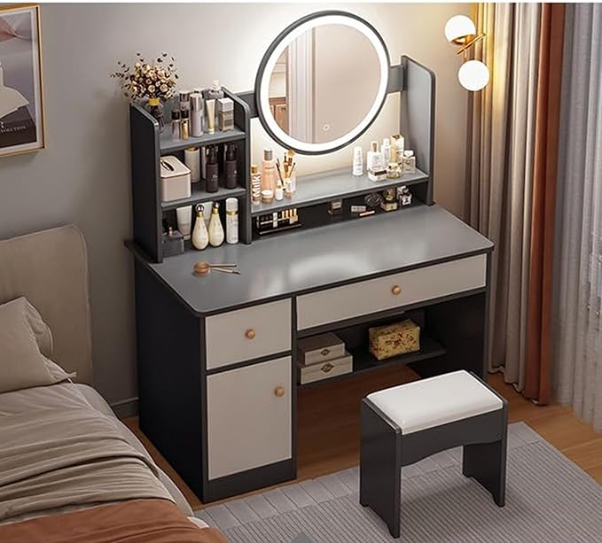 Multifunctional Makeup Vanity Dressing Table with Drawers and Chair 80 CM-GCC Home Center