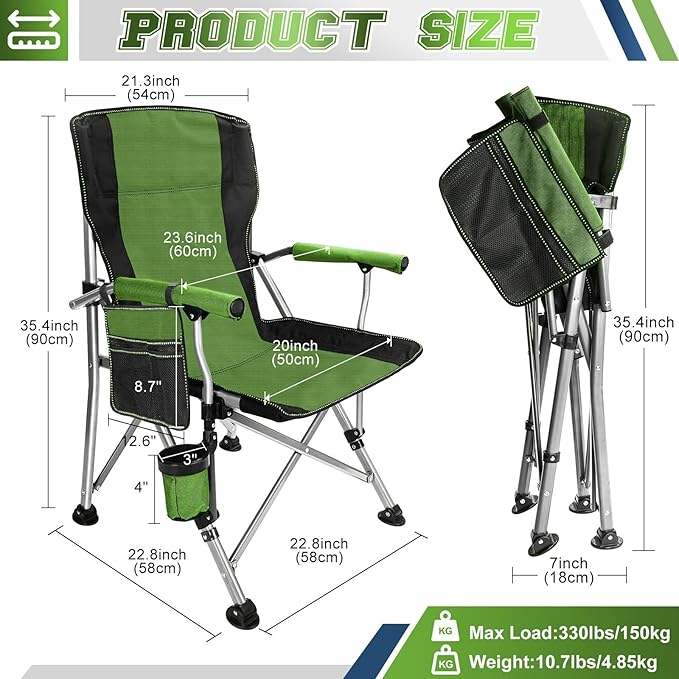 Folding Camping Chair Portable Outdoor Beach Chair, Heavy Duty Foldable Lawn Chair, Collapsible Lightweight Camp Chair-GCC Home Center