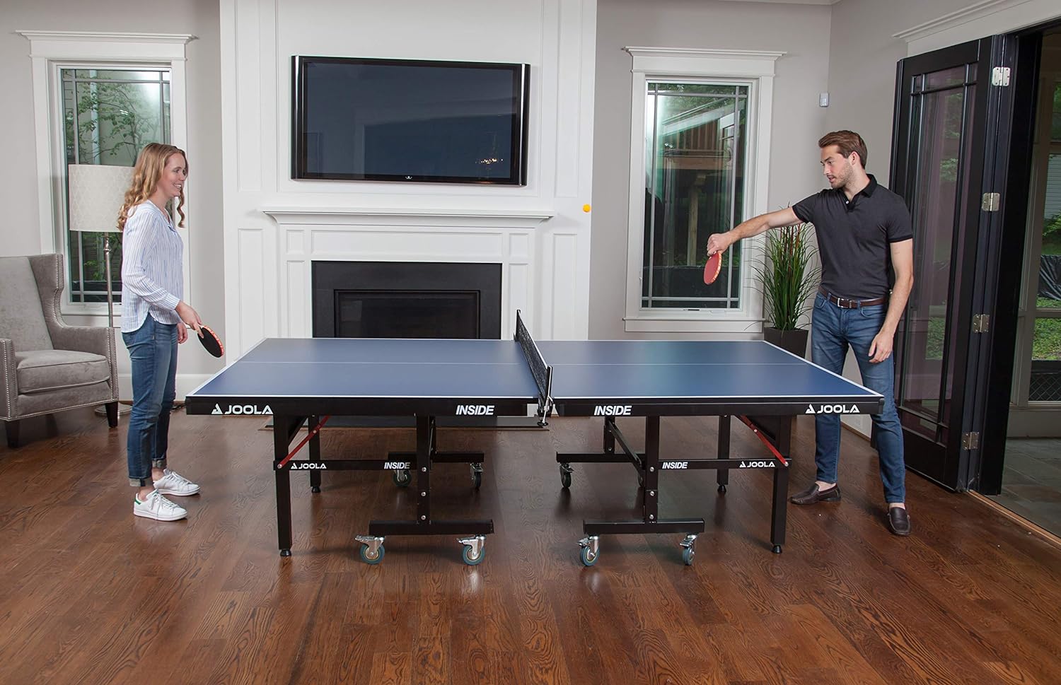JOOLA Inside - Professional MDF Indoor Table Tennis Table with Quick Clamp Ping Pong Net and Post Set - 10 Minute Easy Assembly - Ping Pong Table with Single Player Playback Mode