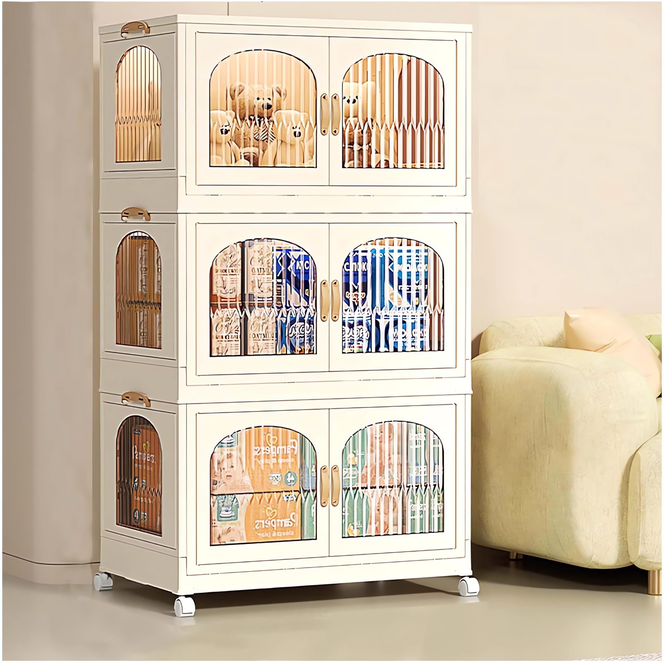 OYDAS Wardrobe Portable Closet, Stackable Storage Bins with Doors,Wheels,Lids,Collapsible Plastic Closet Organizers Storage Cabinet with Closet Rods,Folding Storage Bins (S70-136x60x35cm)-GCC Home Center