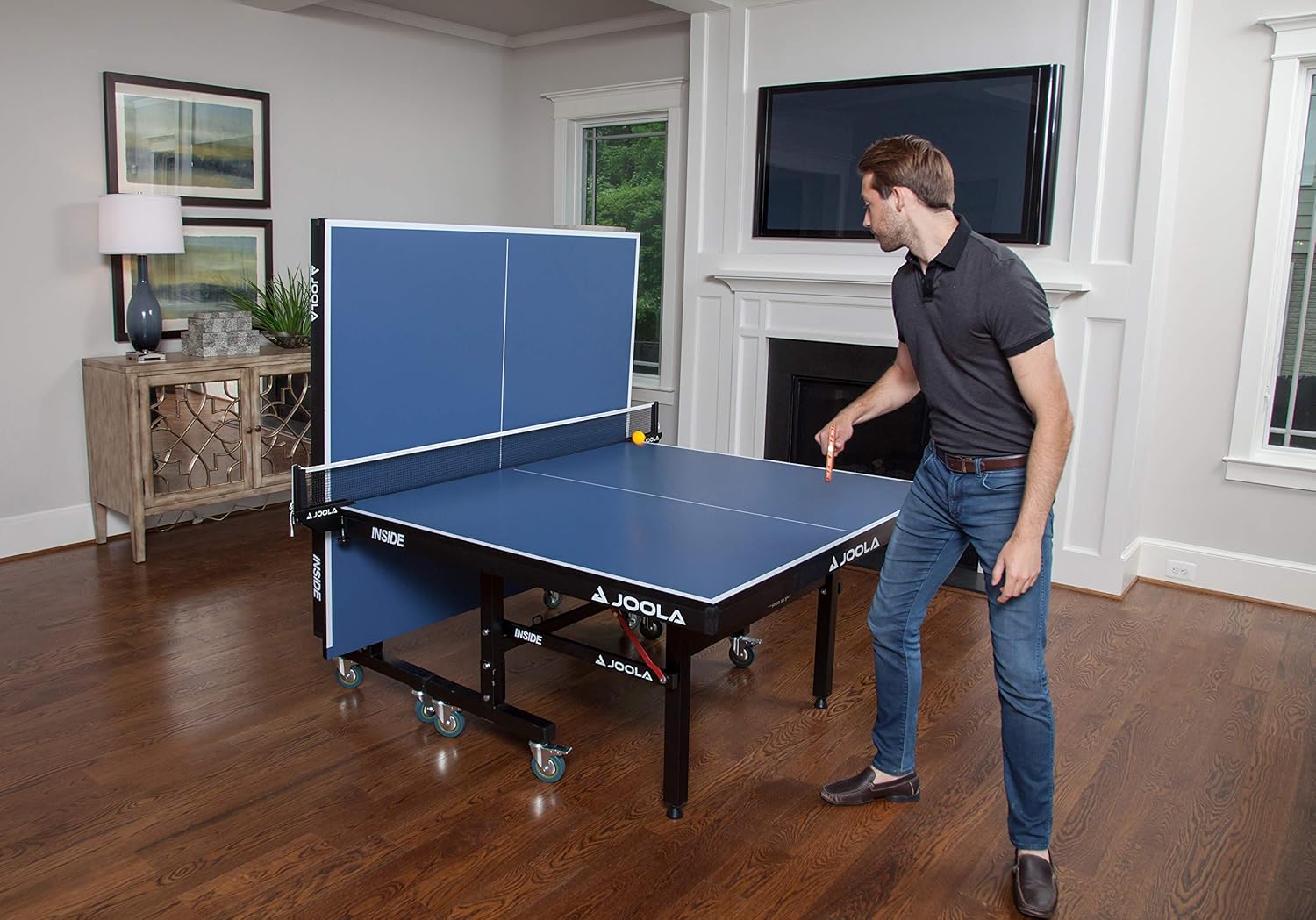 JOOLA Inside - Professional MDF Indoor Table Tennis Table with Quick Clamp Ping Pong Net and Post Set - 10 Minute Easy Assembly - Ping Pong Table with Single Player Playback Mode