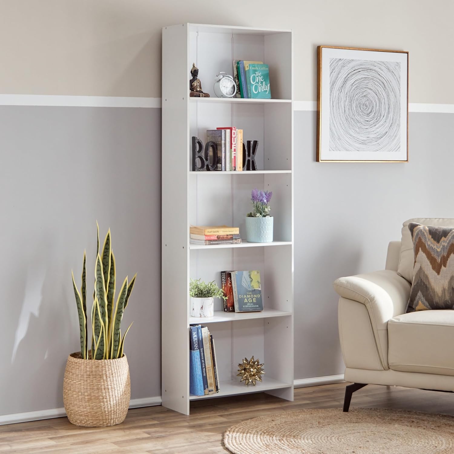 Agata Bookcase with 5 Shelves-GCC Home Center