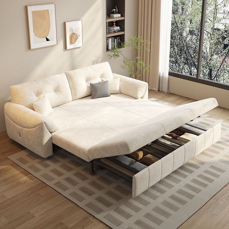 Modern Velvet Sofa Bed Convertible Pull-Out Couch with Storage Armrests | 3-in-1 Retractable Sleeper Sofa for Living Room & Guest Room