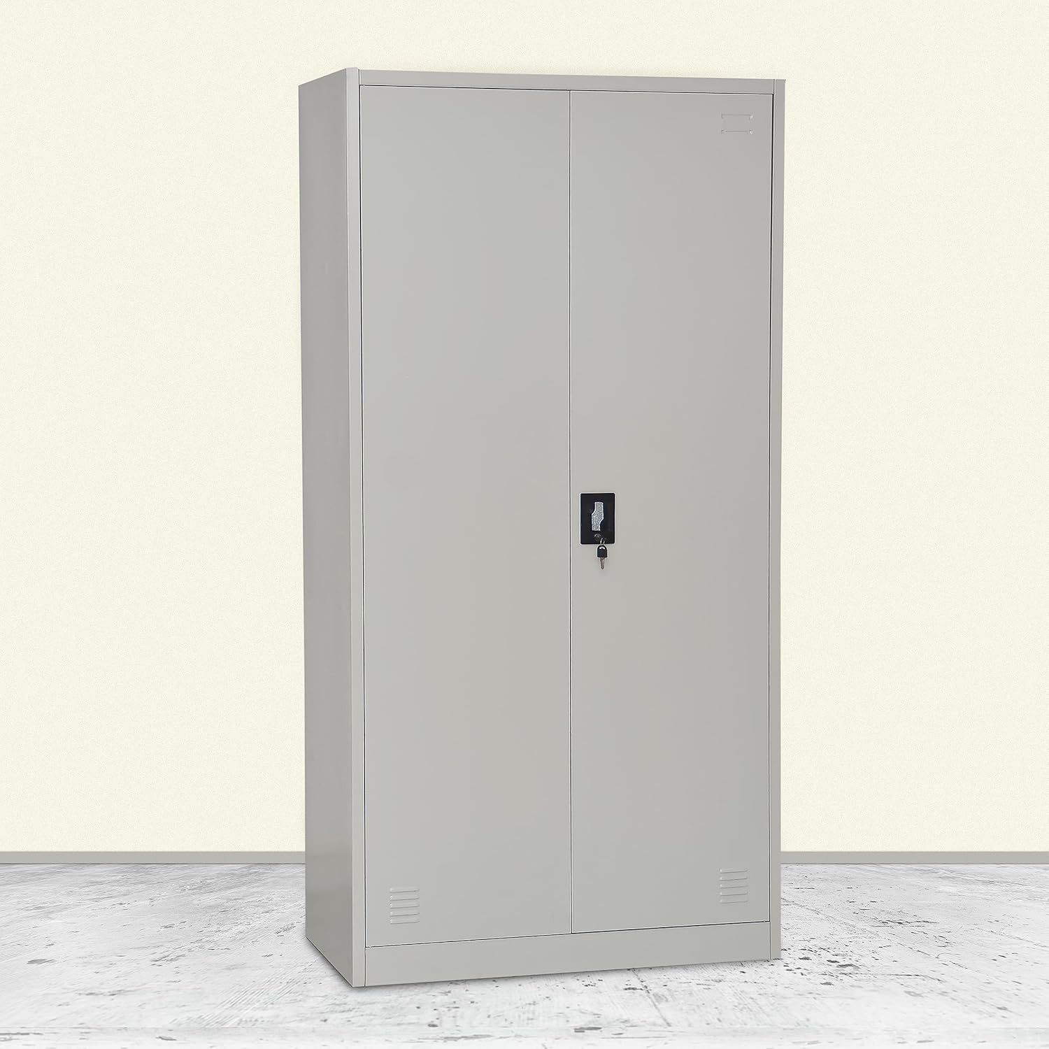 Multi Home Furniture Best Steel Big size Metal Cupboard for or Office MH-205-E Cupboard, Steel Filing Cupboard,Cabinet with Shelves Storage Compartment,Flush Key lock (Metal Grey)-GCC Home Center