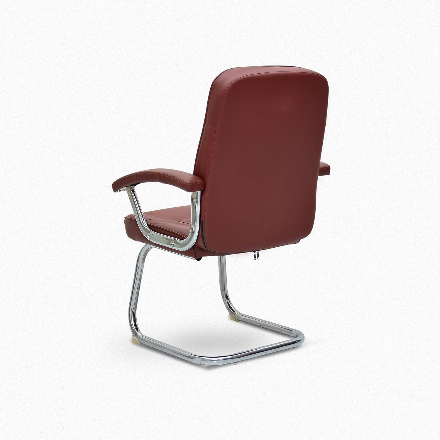 Multi Home Furniture Frame visitor chair for office, Hospital, school etc. with steel frame & faux leather on armrest, sit & back. (Brown)