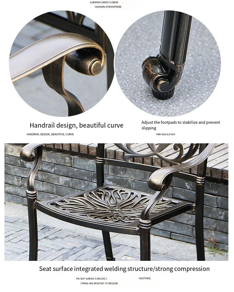 Outdoor Cast Aluminum Multi-functional Barbecue Table & Chair Five-Piece Set