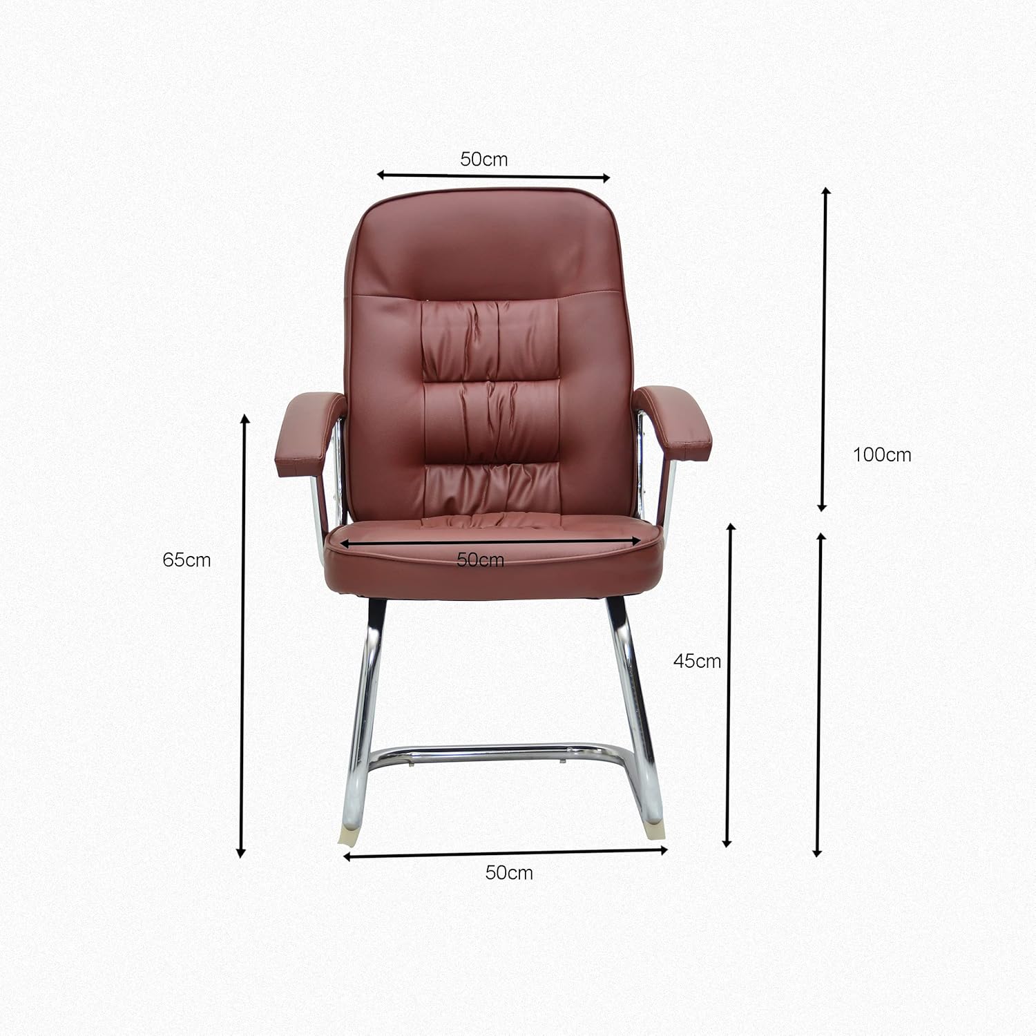 Multi Home Furniture Frame visitor chair for office, Hospital, school etc. with steel frame & faux leather on armrest, sit & back. (Brown)