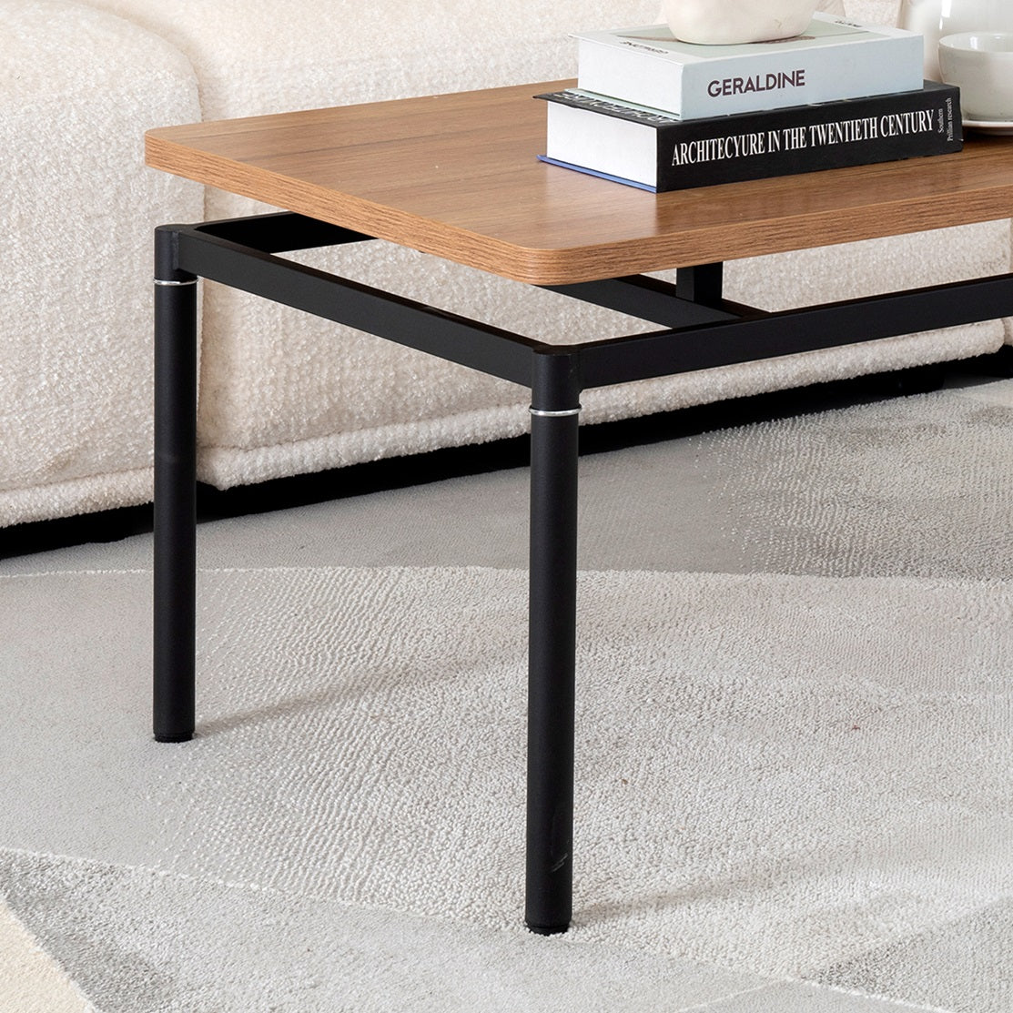 Coffee Table with Engineered Wood Top and Metal Frame