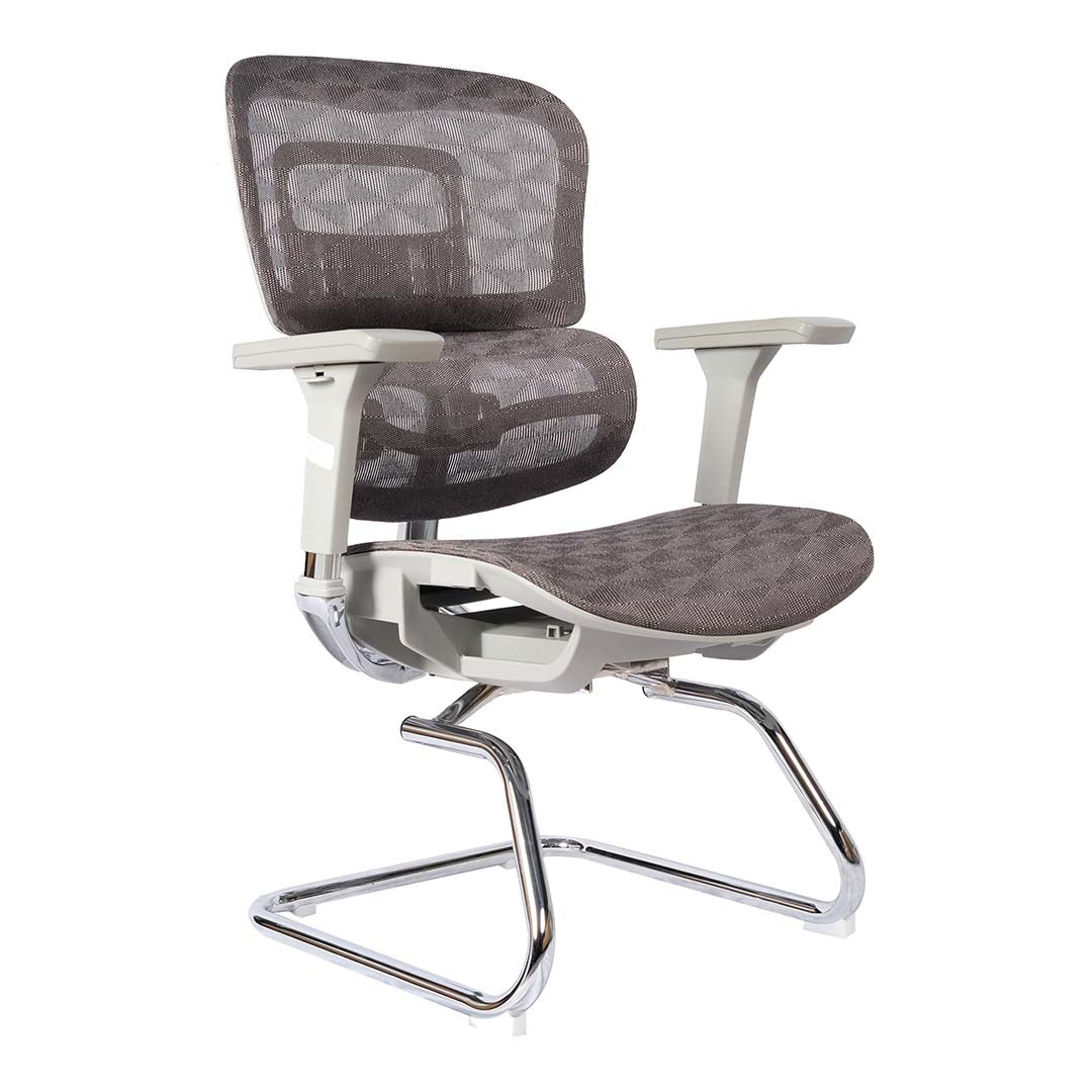 Office Visitor Chair With Height Adjustable, Lumbar Support And 5 Swivel Wheels-GCC Home Center