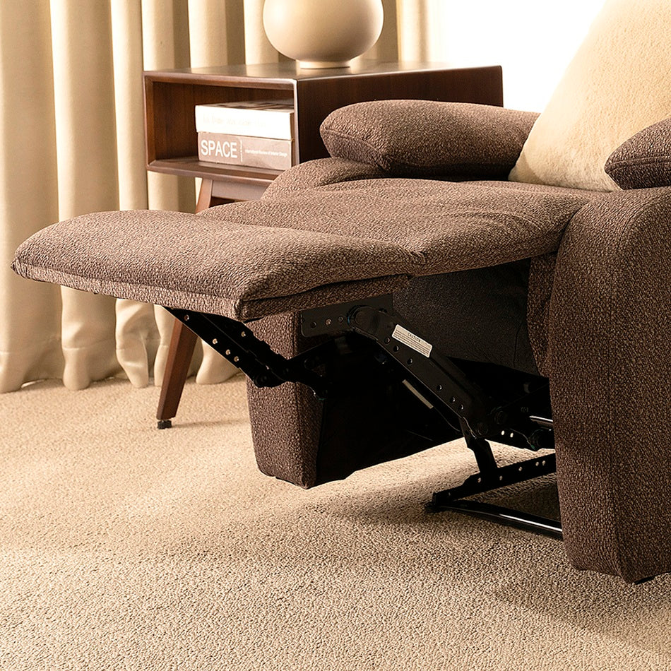 Recliner Chair – Brown | 1-Seater Fabric Recliner with Adjustable Backrest & Footrest