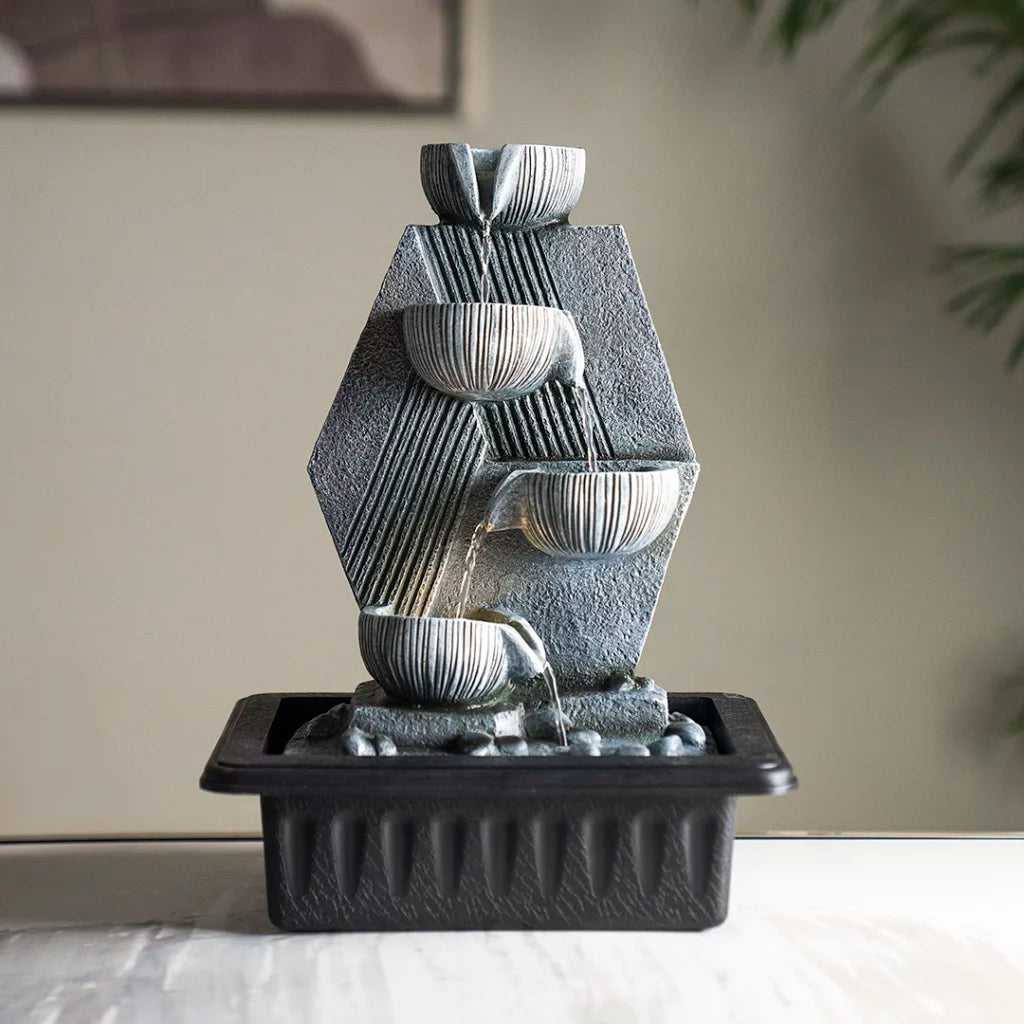 Geometric Indoor Fountain - Elegant Grey