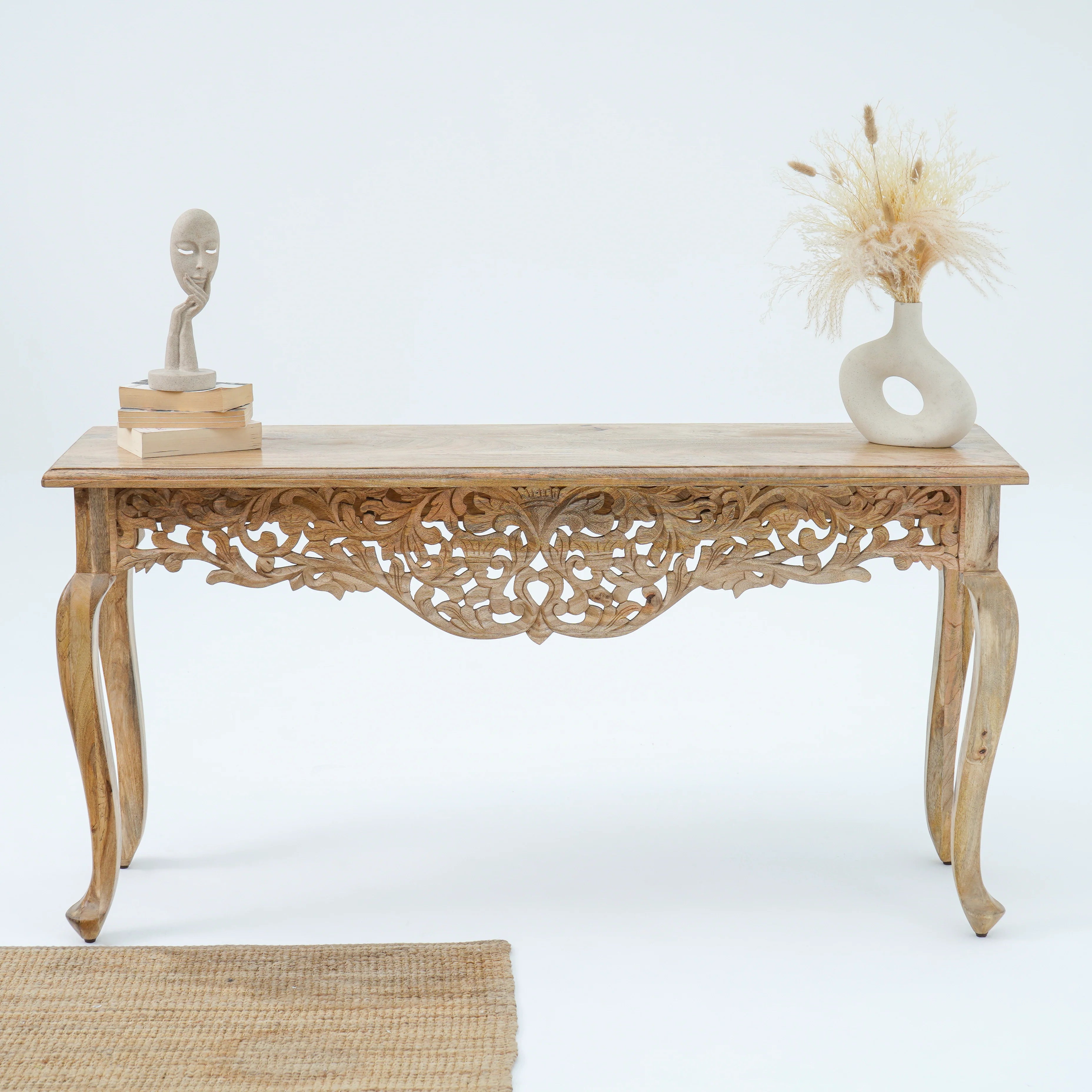 Classic handcrafted Carved Dining/Console Table - Premium Solid Mango Wood
