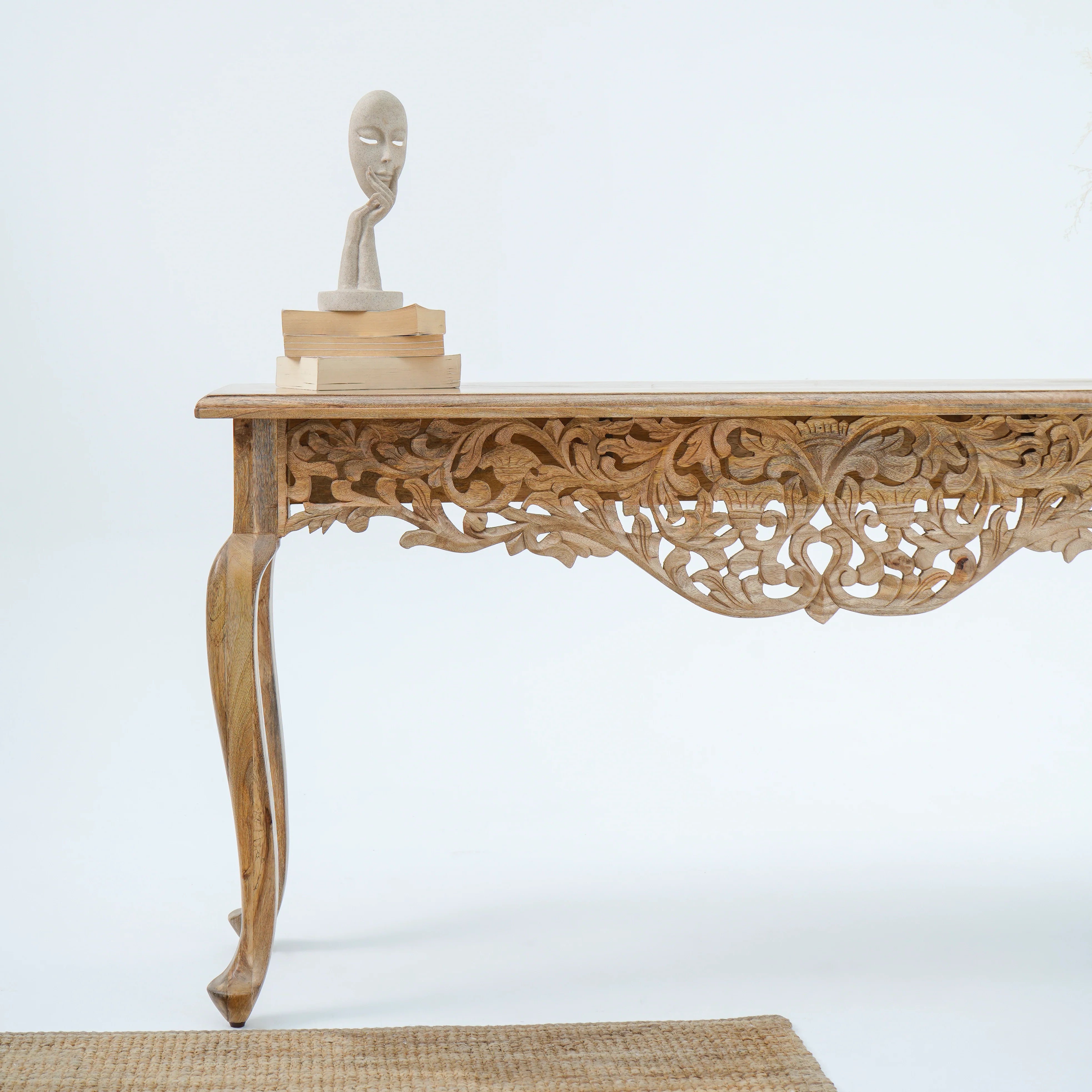 Classic handcrafted Carved Dining/Console Table - Premium Solid Mango Wood