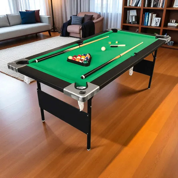Aladin 6ft Folding Pool Table – Green Cloth, Black Frame