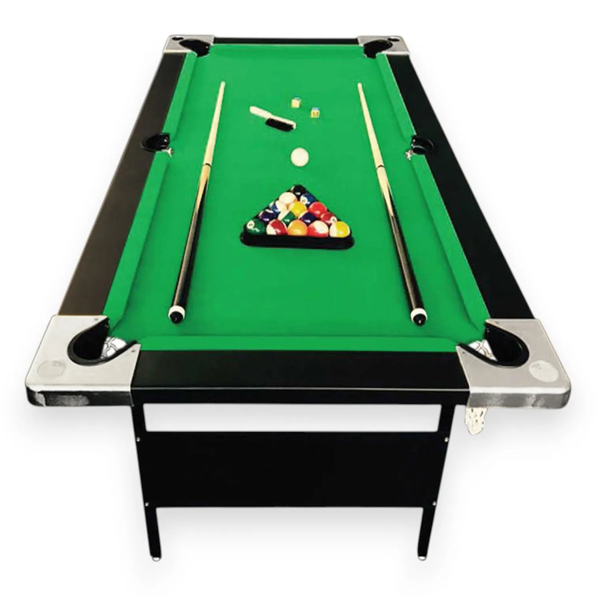 Aladin 6ft Folding Pool Table – Green Cloth, Black Frame