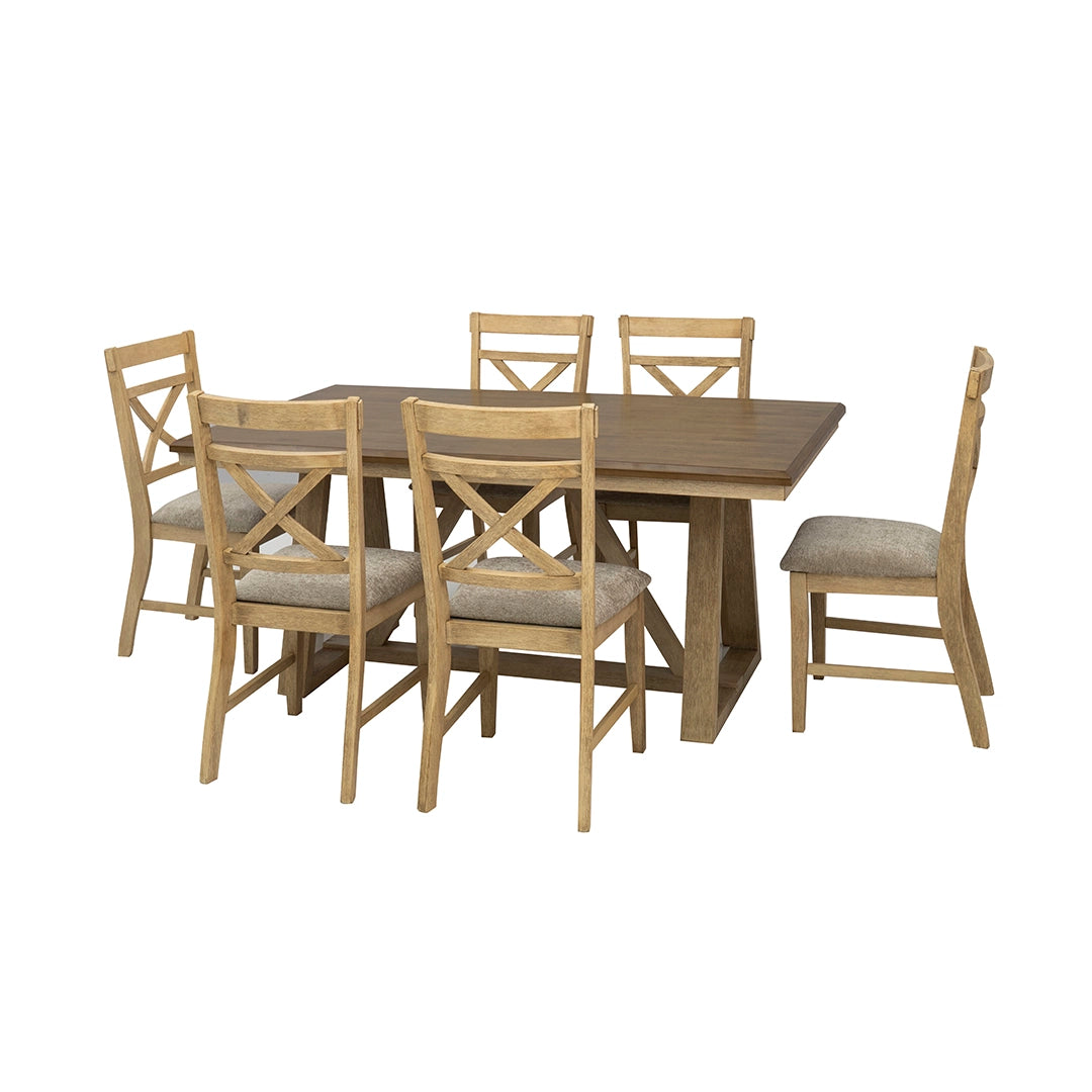 Solid Wood 6-Seater Dining Set – Oak & Peanut