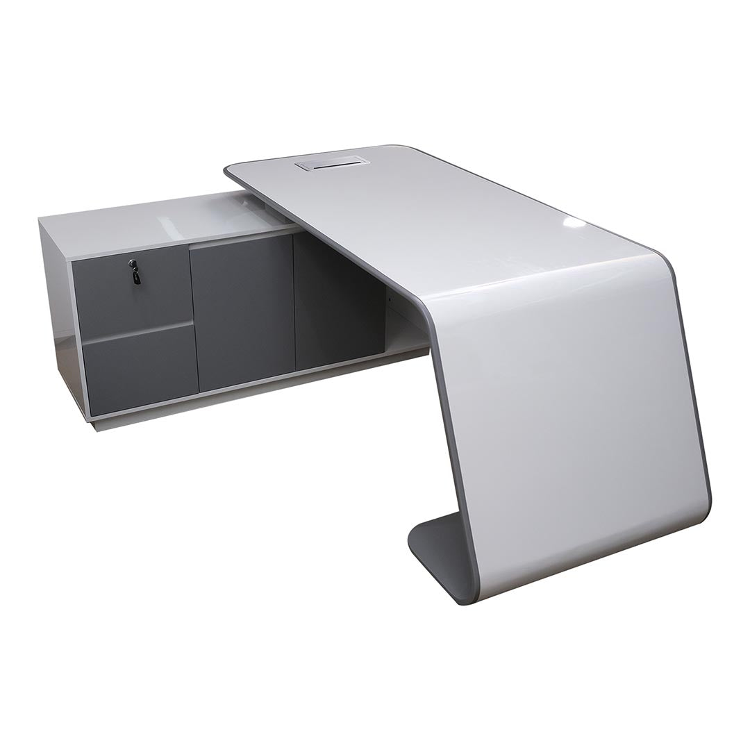 Modern Executive Office Table - Glossy White-GCC Home Center