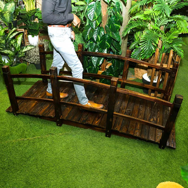 Wooden Garden Arc Bridge With Railings-GCC Home Center