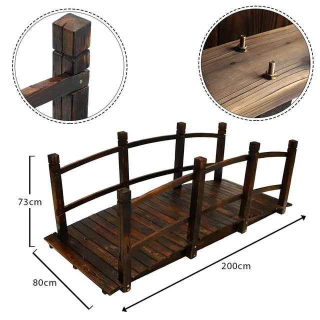 Wooden Garden Arc Bridge With Railings-GCC Home Center