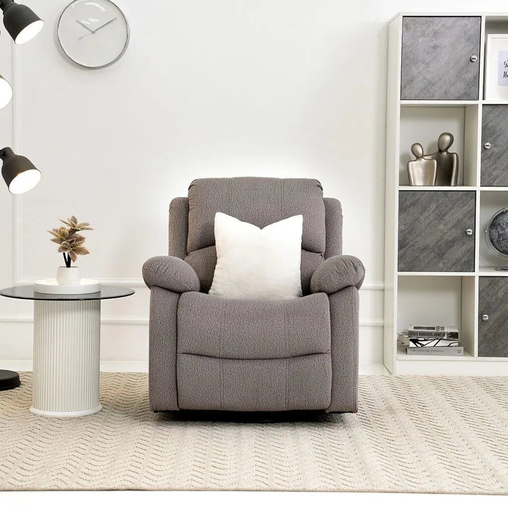 Recliner Chair – Fabric 1-Seater with Adjustable Backrest, Footrest & Swivel Feature