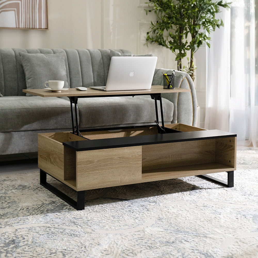 Coffee Table with Smart Lift-Top Mechanism and Hidden Storage