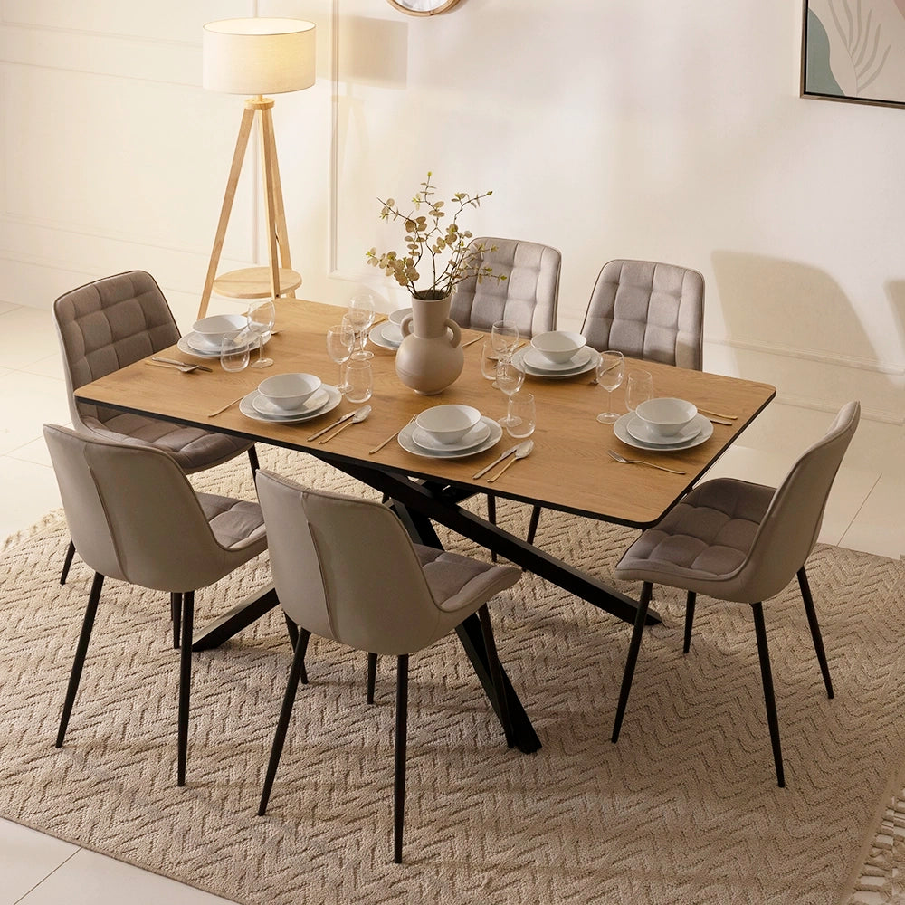 6-Seater Dining Set – Oak & Grey