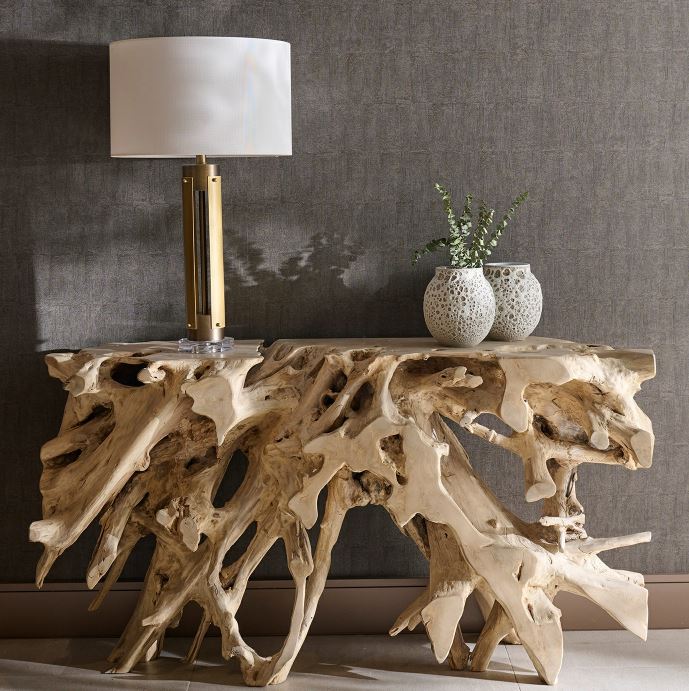 Luxury Coffee Table with Teak Root Wood in Natural Finish