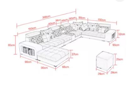 Living Room Sofa Set – Fashion Fabric  Sofa for Home, Café & Hotel (Grey)