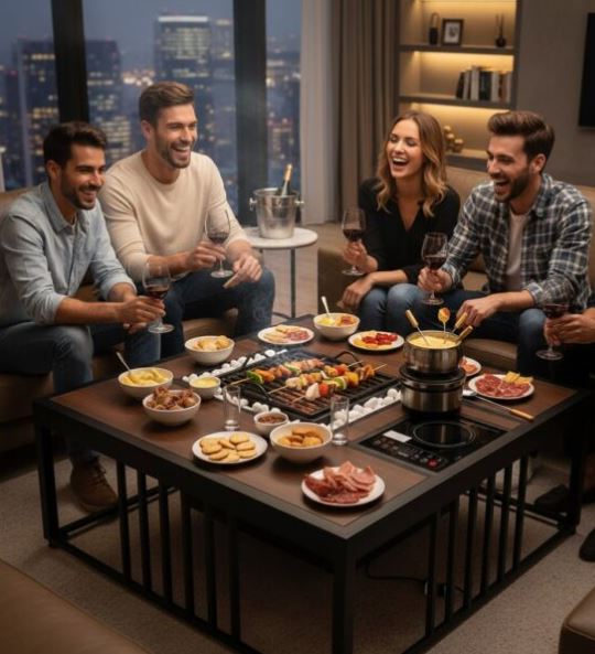 Multi-Functional Coffee Table with Built-in Induction Cooker