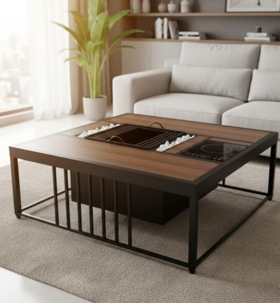 Multi-Functional Coffee Table with Built-in Induction Cooker