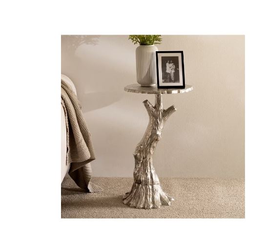 Trunk Accent Table – Silver | Modern Metal Storage Accent Table