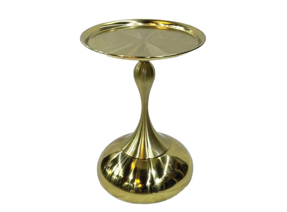 Small Round End Table (Gold-Plated, Metal Side Table