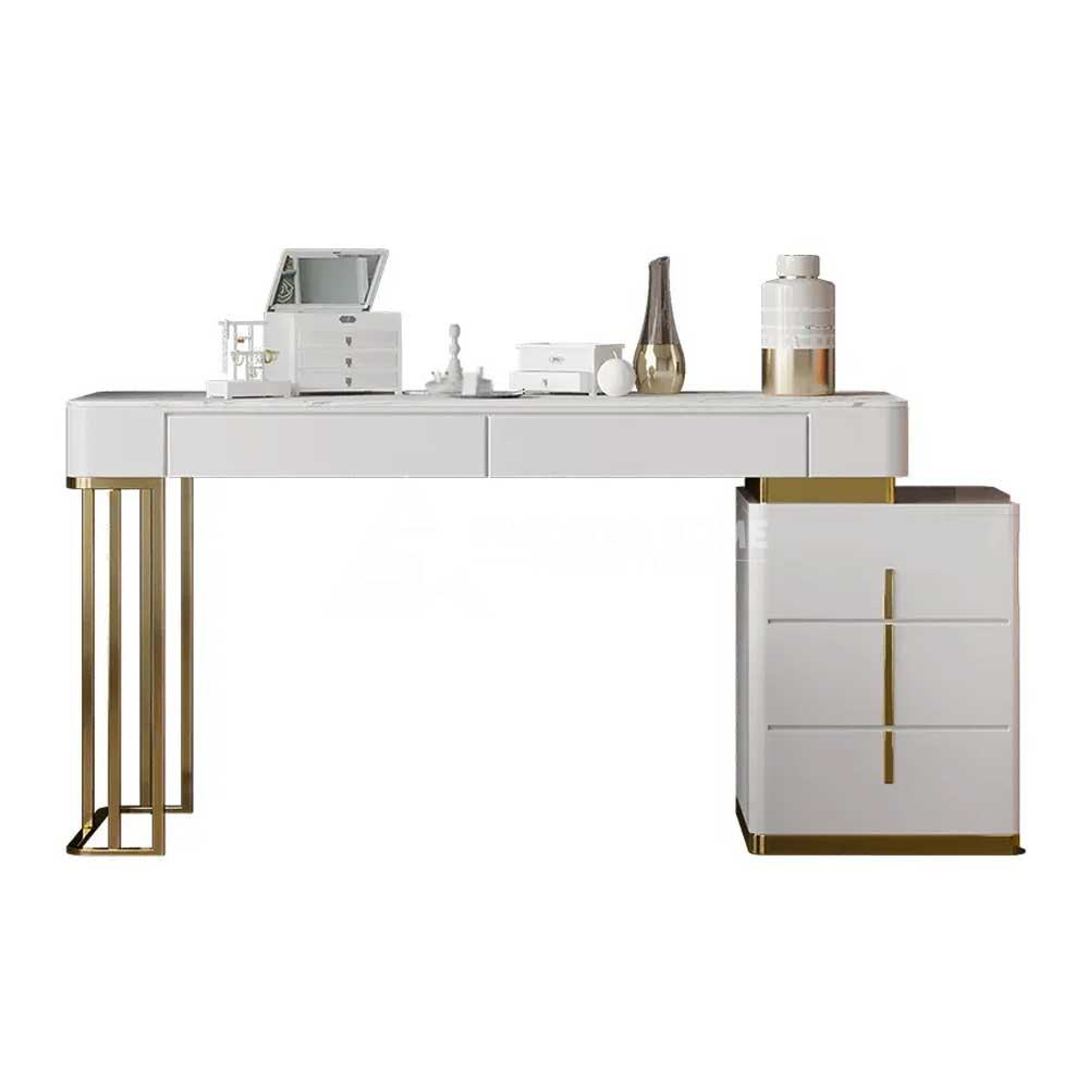 Champagne Marble Top Makeup Dressing Table-GCC Home Center