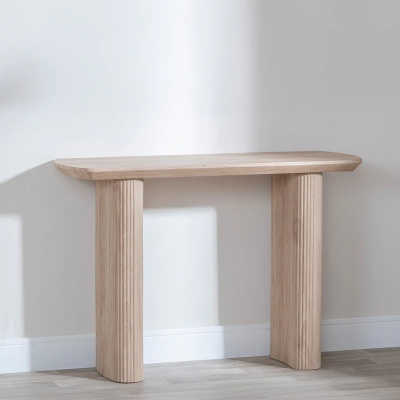 Fluted Pedestal Console Coffee Table