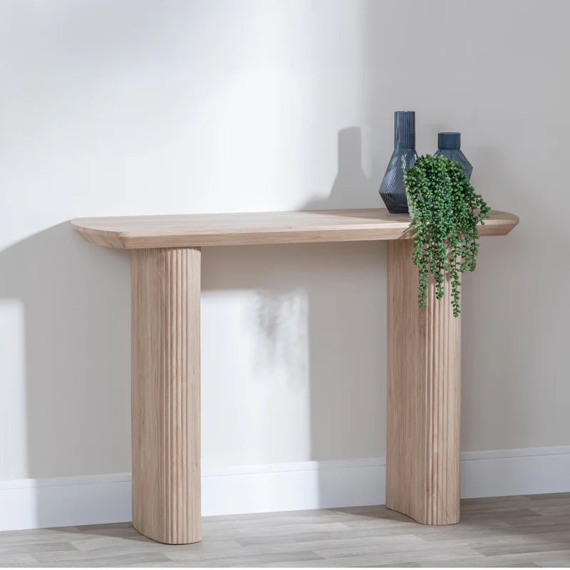 Fluted Pedestal Console Coffee Table