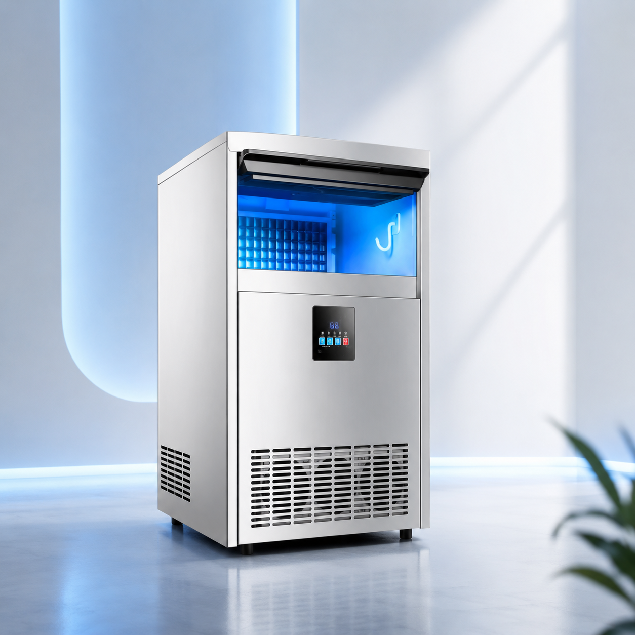 Commercial Ice Maker Machine, 135-145 KGS/24H Stainless Steel under Counter Ice Machine with 20KGS Ice Storage Capacity, for/Restaurant/Bar/Coffee Shop