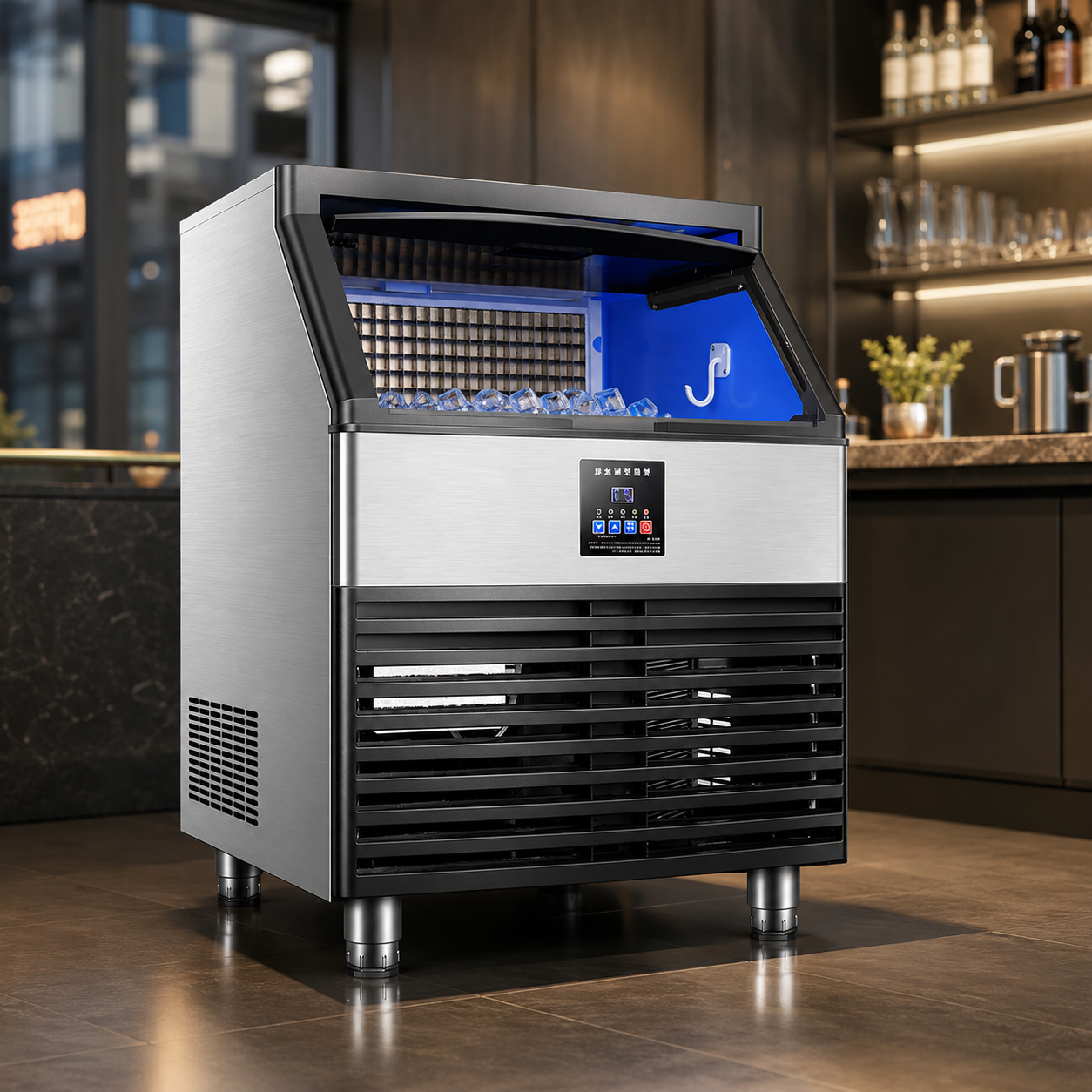 Industrial Ice Machine, Stainless Steel Ice Maker with 240 kg Daily Capacity
