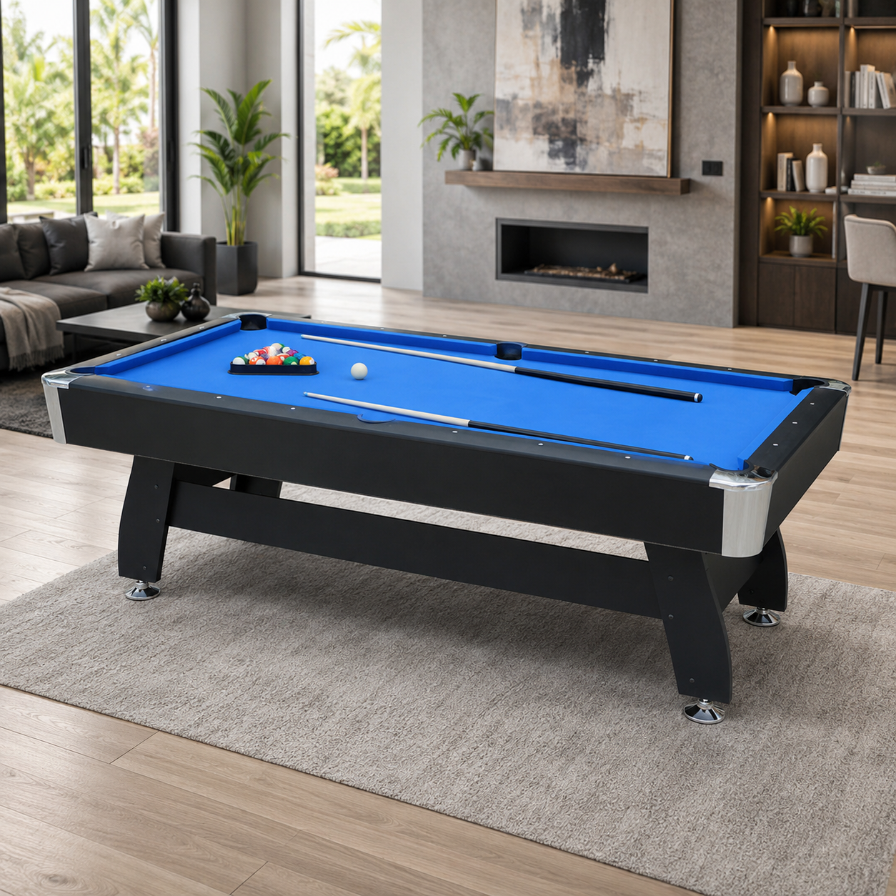 7ft  Auto Ball Return Billiard Pool Table for Club Family Indoor Gym Games Billiards Table - All Accessories Included