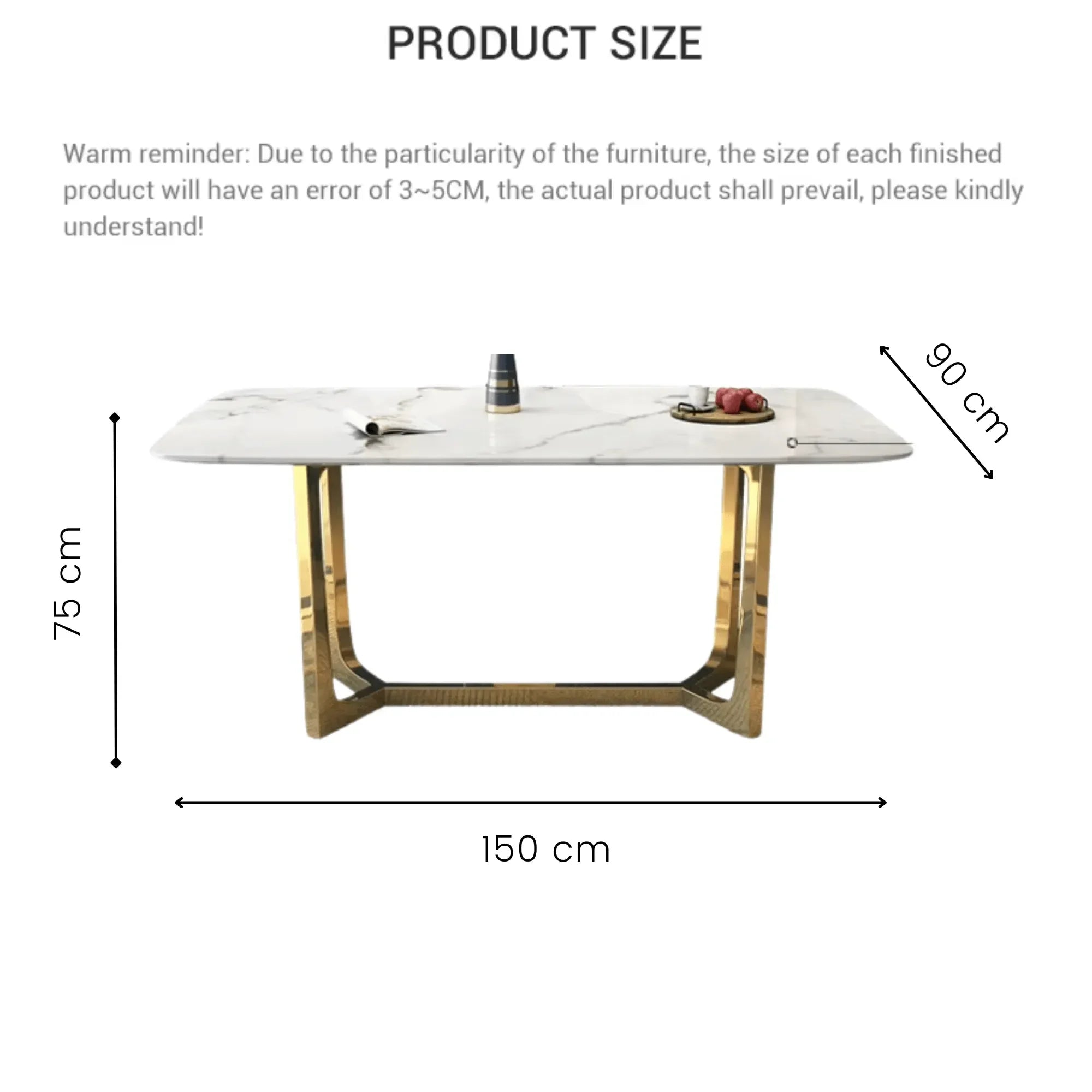 Luxury Marble Top Dining Table Elegant Golden Stainless Steel Base