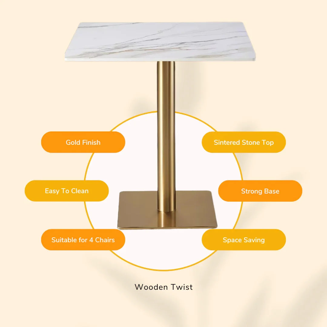 Square Ceramic Top Dining Table for Café & Restaurant