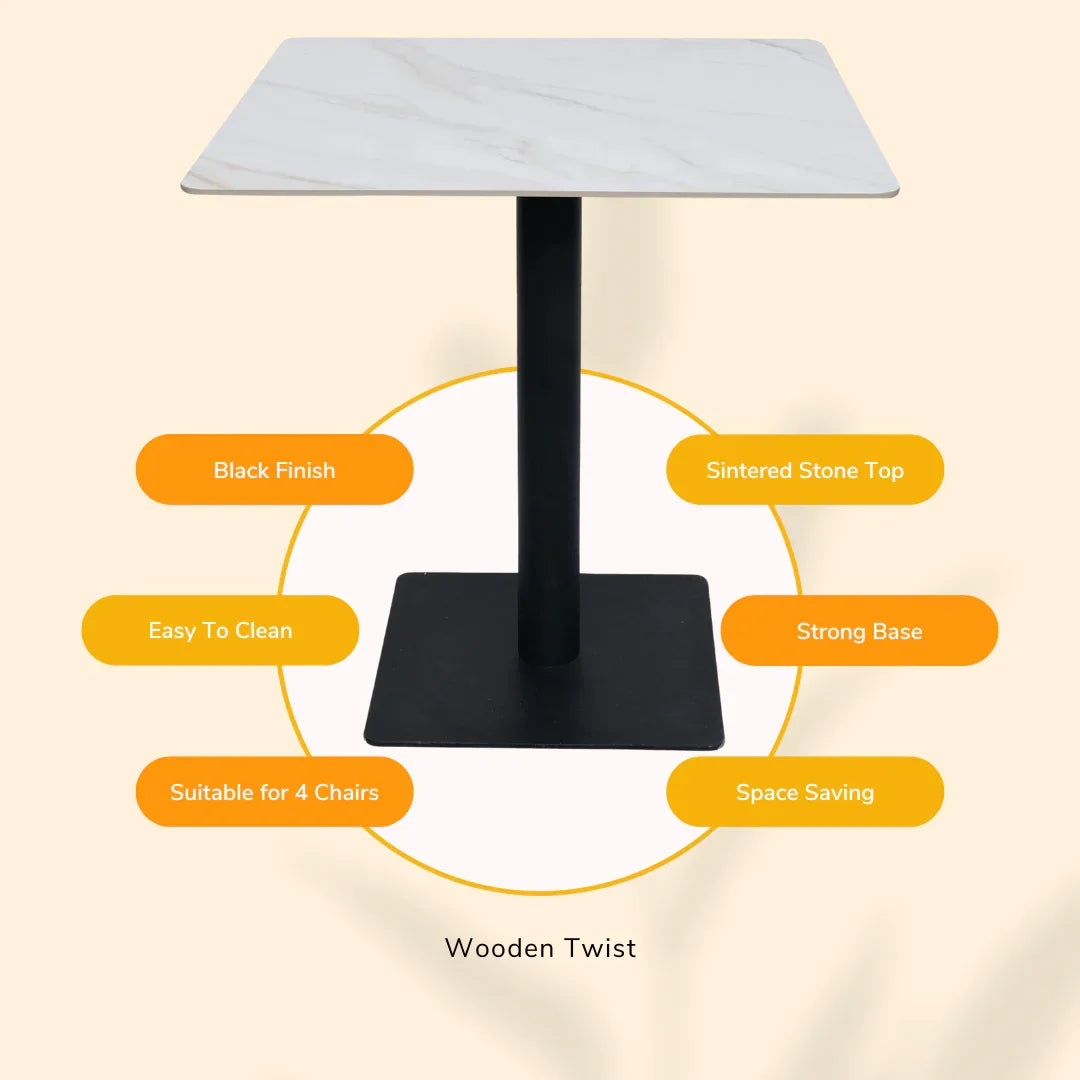 Square Ceramic Top Dining Table for Café & Restaurant