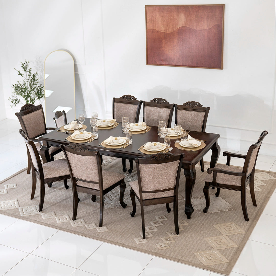 Luxury Classic Style 8-Seater Dining Set – Beige