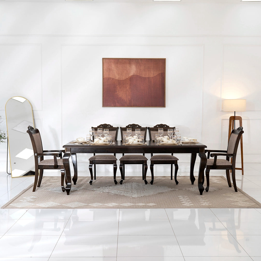 Luxury Classic Style 8-Seater Dining Set – Beige