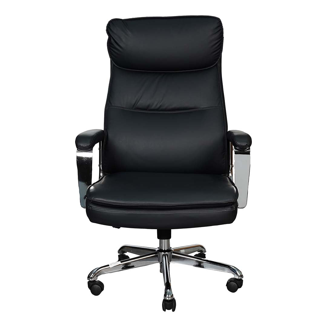 Luxury High Back Office Chair With Leather Pads And Metal Legs-GCC Home Center